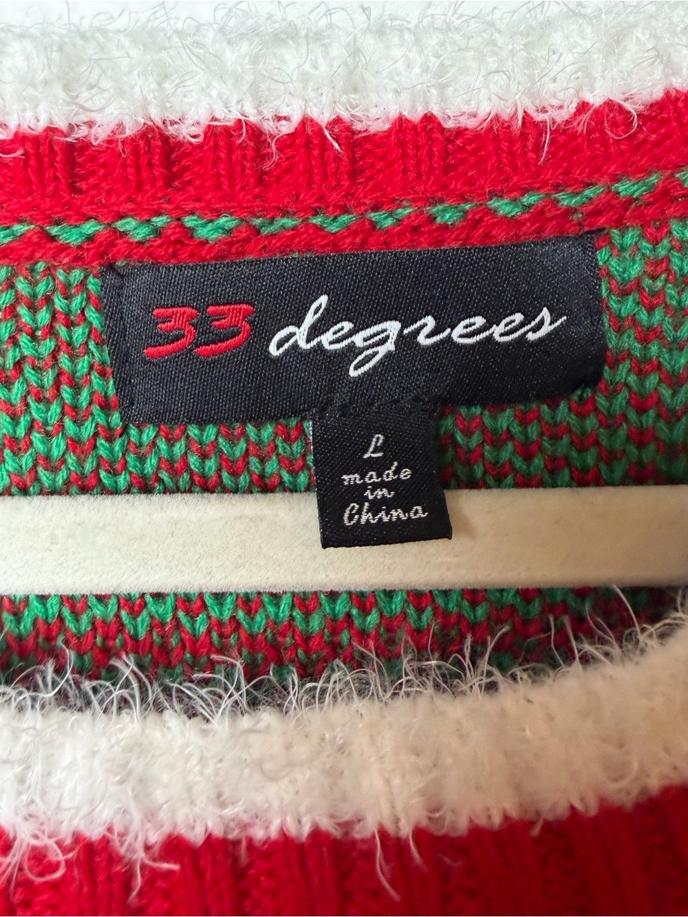 33 Degrees Christmas Pug Sweater L Ugly Holiday Sequin Santa Hat Jingle Bells - Picture 10 of 10